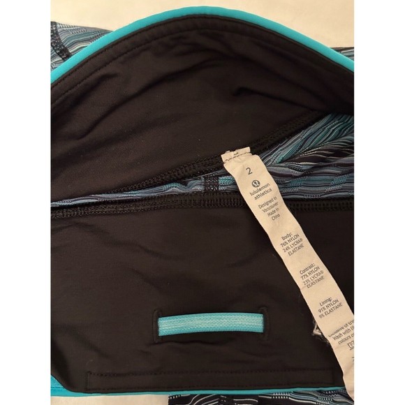 Lululemon Pace Rival Crop Space Dye Twist Naval Peacock Blue Leggings Size 2 - Picture 5 of 9